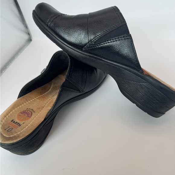 Earth Origins Shoes - Earth Spirit Gelron Women's Black Vegan Leather Buckle Accent Slip-On Mules 10